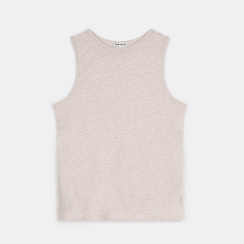 Frank And Oak M Linen Crewneck Tank Top 100% Pre Shrunk Linen NWT